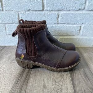El Naturalista Yggdrasil NE23 Comfort Chelsea Boots Brown Leather Size 37 US 7